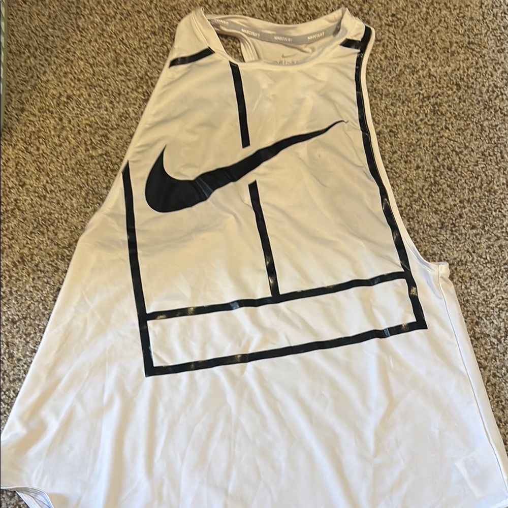 Nike White Tank Top with Black Logo